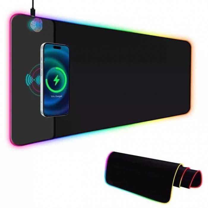 PowerMaster PM-25115 XL RGB Gaming Mouse Pad Wireless Telefon Şarj Destekli 14 Modlu