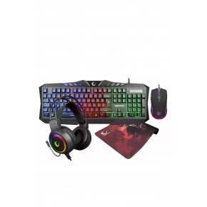 Rampage KM-404 ARGENTI Rainbow Aydınlatmalı USB Gaming Combo Q Klavye + Kulaklık + Mouse + Mousepad